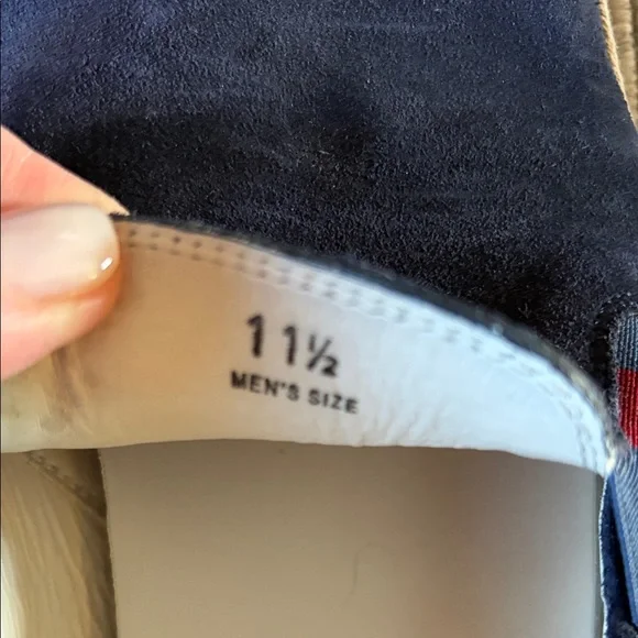 Tod's Navy Suede Slip-On Loafers with Red & Blue Webbing - Picture 8 of 9